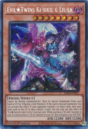 EvilTwins Ki-sikil & Lil-la – Quarter Century Secret Rare Yu-Gi-Oh! Karte RA04-EN037